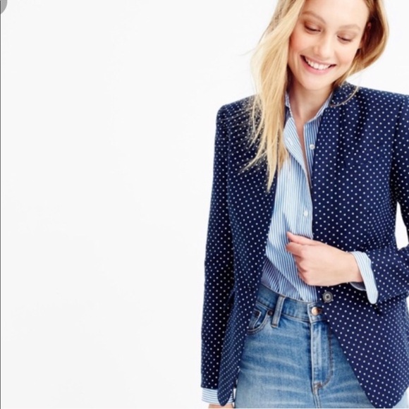 J. Crew Jackets & Blazers - • J. Crew • Regent Polka Dot Blazer Navy Blue 2